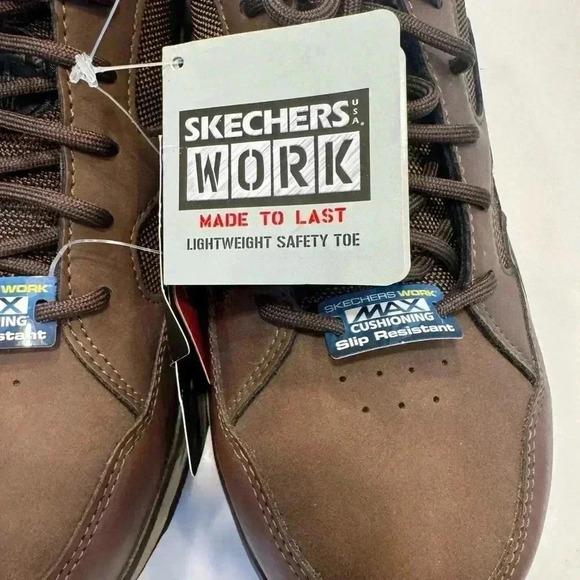 Sketchers work shoes safety toe slip resistant max cushioning size 8W - Picture 2 of 16